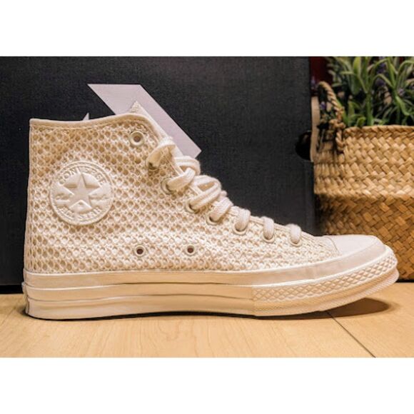 Converse Chuck 70 White & Lilac Crochet Knit Unisex High Top Shoes W9.5 M7.5 NIB - Picture 9 of 13